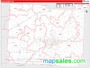 Licking County, OH <br /> Wall Map <br /> Zip Code <br /> Red Line Style 2025 Map