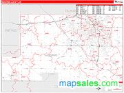 Mahoning County, OH <br /> Wall Map <br /> Zip Code <br /> Red Line Style 2025 Map