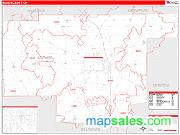 Marion County, OH <br /> Wall Map <br /> Zip Code <br /> Red Line Style 2025 Map