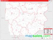 Monroe County, OH <br /> Wall Map <br /> Zip Code <br /> Red Line Style 2025 Map