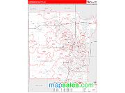 Montgomery County, OH <br /> Wall Map <br /> Zip Code <br /> Red Line Style 2025 Map