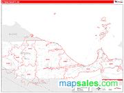Ottawa County, OH <br /> Wall Map <br /> Zip Code <br /> Red Line Style 2025 Map