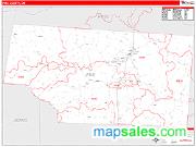 Pike County, OH <br /> Wall Map <br /> Zip Code <br /> Red Line Style 2025 Map