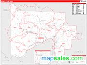 Scioto County, OH <br /> Wall Map <br /> Zip Code <br /> Red Line Style 2025 Map