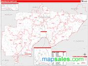 Washington County, OH <br /> Wall Map <br /> Zip Code <br /> Red Line Style 2025 Map