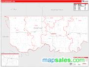 Choctaw County, OK <br /> Wall Map <br /> Zip Code <br /> Red Line Style 2025 Map