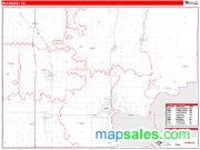 Kay County, OK <br /> Wall Map <br /> Zip Code <br /> Red Line Style 2025 Map