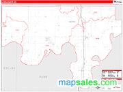 Love County, OK <br /> Wall Map <br /> Zip Code <br /> Red Line Style 2025 Map