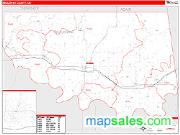 Sequoyah County, OK <br /> Wall Map <br /> Zip Code <br /> Red Line Style 2025 Map