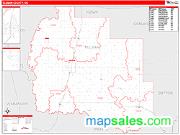 Tillman County, OK <br /> Wall Map <br /> Zip Code <br /> Red Line Style 2025 Map