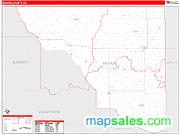 Woods County, OK <br /> Wall Map <br /> Zip Code <br /> Red Line Style 2025 Map