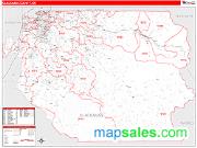 Clackamas County, OR <br /> Wall Map <br /> Zip Code <br /> Red Line Style 2025 Map