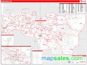 Lane County, OR <br /> Wall Map <br /> Zip Code <br /> Red Line Style 2025 Map