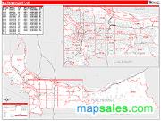 Multnomah County, OR <br /> Wall Map <br /> Zip Code <br /> Red Line Style 2025 Map