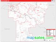 Umatilla County, OR <br /> Wall Map <br /> Zip Code <br /> Red Line Style 2025 Map