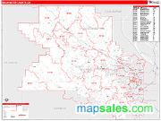 Washington County, OR <br /> Wall Map <br /> Zip Code <br /> Red Line Style 2025 Map