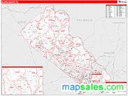 Bucks County, PA <br /> Wall Map <br /> Zip Code <br /> Red Line Style 2025 Map