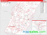 Cambria County, PA <br /> Wall Map <br /> Zip Code <br /> Red Line Style 2025 Map