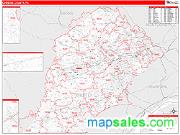 Chester County, PA <br /> Wall Map <br /> Zip Code <br /> Red Line Style 2025 Map