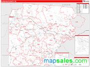 Clearfield County, PA <br /> Wall Map <br /> Zip Code <br /> Red Line Style 2025 Map