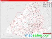Delaware County, PA <br /> Wall Map <br /> Zip Code <br /> Red Line Style 2025 Map
