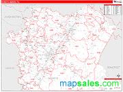 Fayette County, PA <br /> Wall Map <br /> Zip Code <br /> Red Line Style 2025 Map