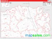 Greene County, PA <br /> Wall Map <br /> Zip Code <br /> Red Line Style 2025 Map