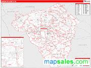 Lancaster County, PA <br /> Wall Map <br /> Zip Code <br /> Red Line Style 2025 Map