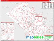 Lehigh County, PA <br /> Wall Map <br /> Zip Code <br /> Red Line Style 2025 Map