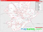 Monroe County, PA <br /> Wall Map <br /> Zip Code <br /> Red Line Style 2025 Map