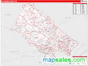 Montgomery County, PA <br /> Wall Map <br /> Zip Code <br /> Red Line Style 2025 Map