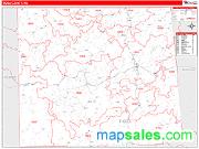 Tioga County, PA <br /> Wall Map <br /> Zip Code <br /> Red Line Style 2025 Map