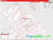 York County, PA <br /> Wall Map <br /> Zip Code <br /> Red Line Style 2025 Map