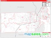 Kent County, RI <br /> Wall Map <br /> Zip Code <br /> Red Line Style 2025 Map