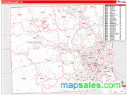 Providence County, RI <br /> Wall Map <br /> Zip Code <br /> Red Line Style 2025 Map