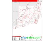 Washington County, RI <br /> Wall Map <br /> Zip Code <br /> Red Line Style 2025 Map