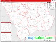 Chesterfield County, SC <br /> Wall Map <br /> Zip Code <br /> Red Line Style 2025 Map