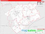 Darlington County, SC <br /> Wall Map <br /> Zip Code <br /> Red Line Style 2025 Map