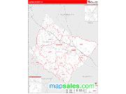 Laurens County, SC <br /> Wall Map <br /> Zip Code <br /> Red Line Style 2025 Map