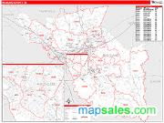 Richland County, SC <br /> Wall Map <br /> Zip Code <br /> Red Line Style 2025 Map