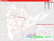 Sumter County, SC <br /> Wall Map <br /> Zip Code <br /> Red Line Style 2025 Map