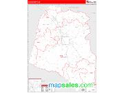 Union County, SC <br /> Wall Map <br /> Zip Code <br /> Red Line Style 2025 Map