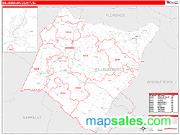 Williamsburg County, SC <br /> Wall Map <br /> Zip Code <br /> Red Line Style 2025 Map