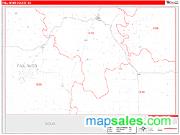 Fall River County, SD <br /> Wall Map <br /> Zip Code <br /> Red Line Style 2025 Map