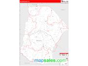 Cannon County, TN <br /> Wall Map <br /> Zip Code <br /> Red Line Style 2025 Map