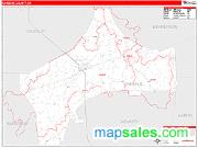 Chester County, TN <br /> Wall Map <br /> Zip Code <br /> Red Line Style 2025 Map