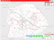 Cumberland County, TN <br /> Wall Map <br /> Zip Code <br /> Red Line Style 2025 Map