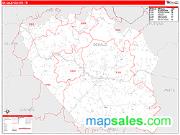 DeKalb County, TN <br /> Wall Map <br /> Zip Code <br /> Red Line Style 2025 Map
