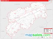 Grainger County, TN <br /> Wall Map <br /> Zip Code <br /> Red Line Style 2025 Map