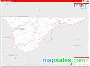 Hancock County, TN <br /> Wall Map <br /> Zip Code <br /> Red Line Style 2025 Map